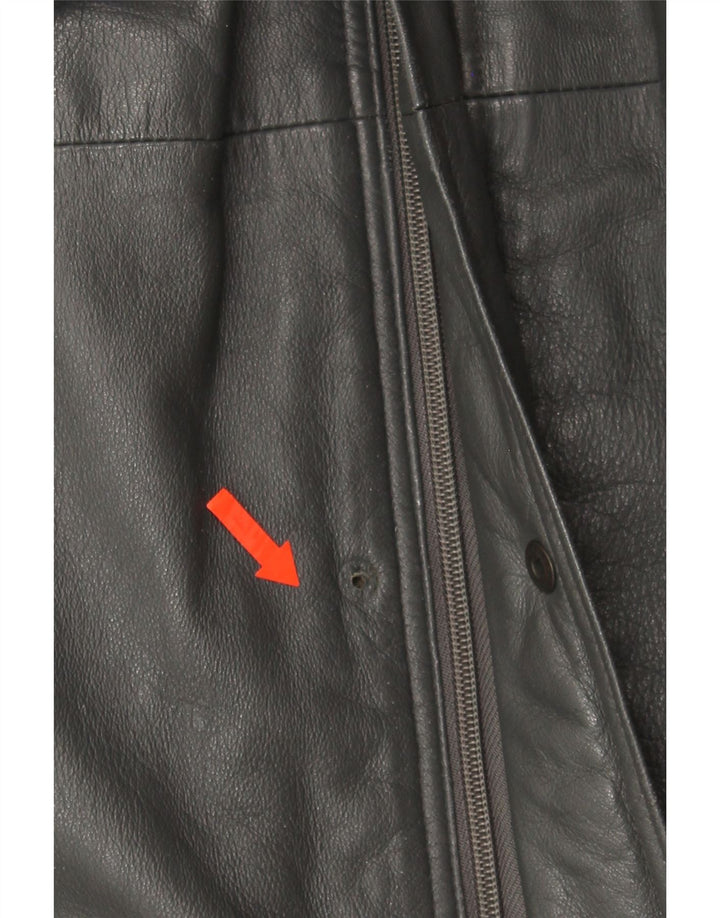 VINTAGE Mens Leather Jacket IT 52 XL Black Leather Classic Vintage Vintage and Second-Hand Vintage from Messina Hembry 