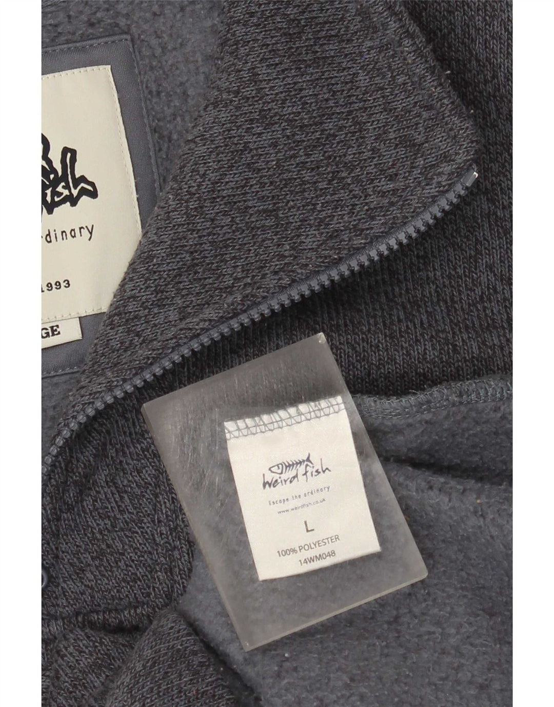 Felpa da uomo con collo con zip Weird Fish, grande poliestere chiazzato grigio