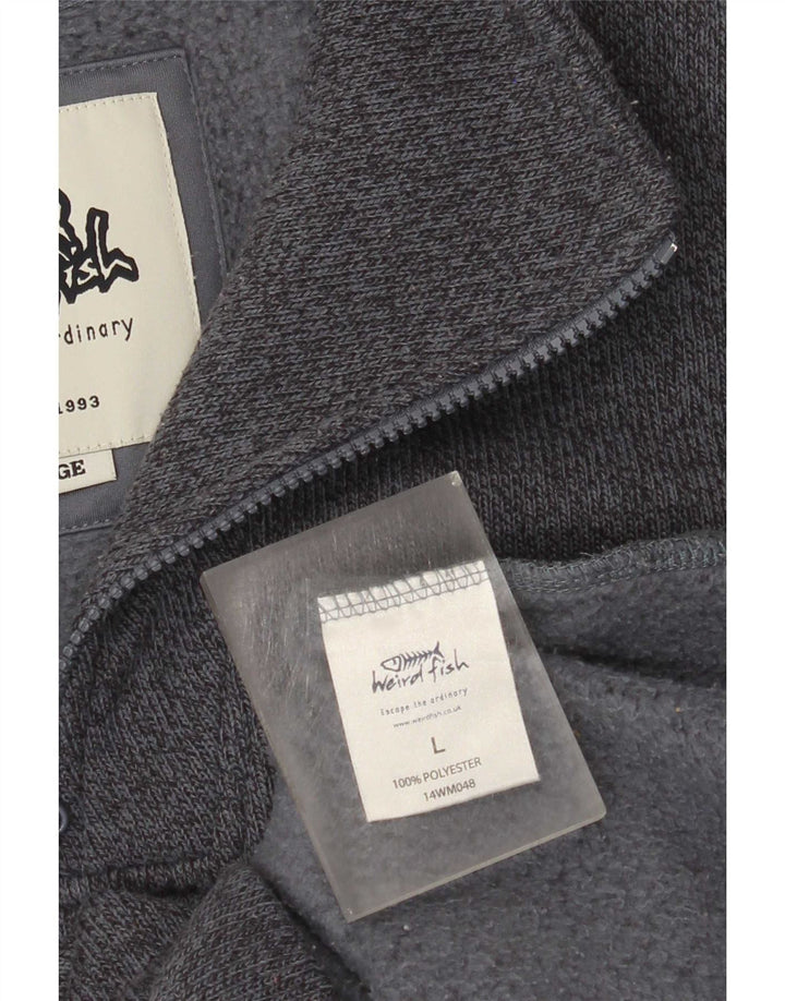 Felpa da uomo con collo con zip Weird Fish, grande poliestere chiazzato grigio