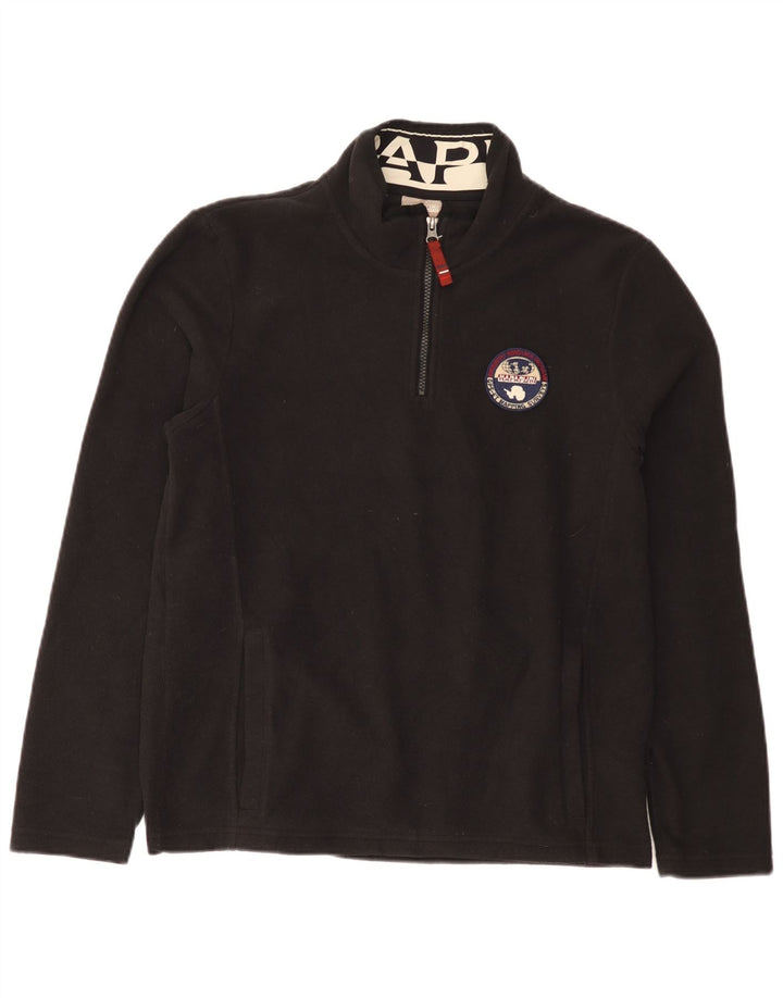 Maglione in pile da uomo con zip e collo Napapijri, poliestere nero medio