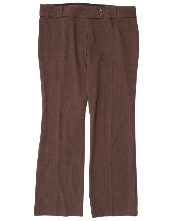 MARKS & SPENCER Pantaloni da abito dritti da donna UK 16 Large W38 L31 Marrone