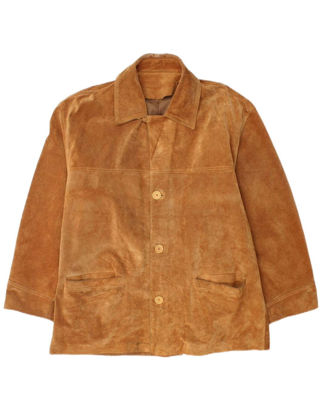 Giacca vintage in pelle scamosciata da uomo IT 50 grande in pelle beige