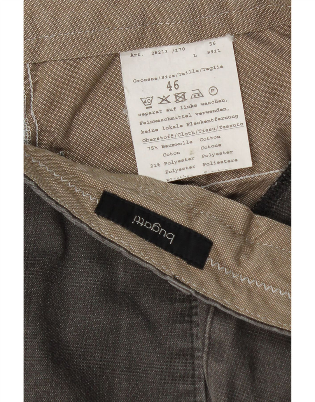 Pantaloni da abito dritti da uomo Bugatti IT 46 Small W32 L30 Cotone a quadri grigi
