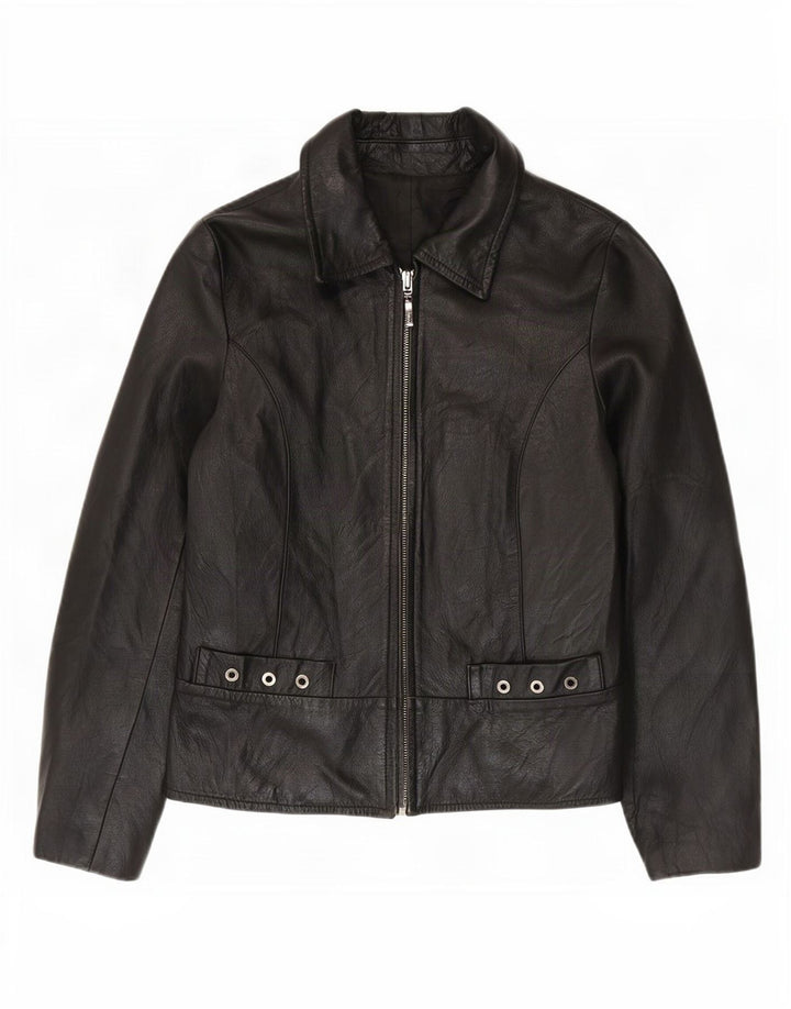 Giacca in pelle vintage da donna IT 42 media nera