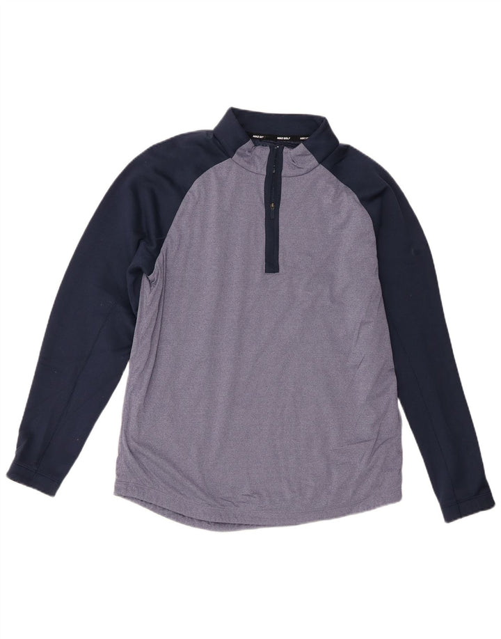 Maglia da tuta da golf da uomo Nike Golf con zip e collo a blocchi di colore medio blu navy