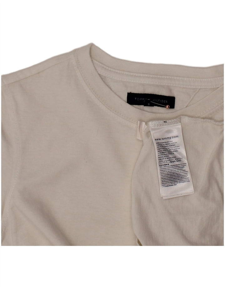 TOMMY HILFIGER T-shirt Top Bambino 7-8 Anni Cotone Bianco