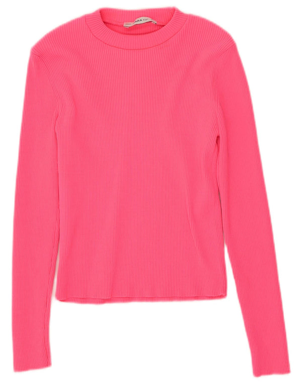Top corto da donna Zara a maniche lunghe UK 8 Small rosa in poliammide