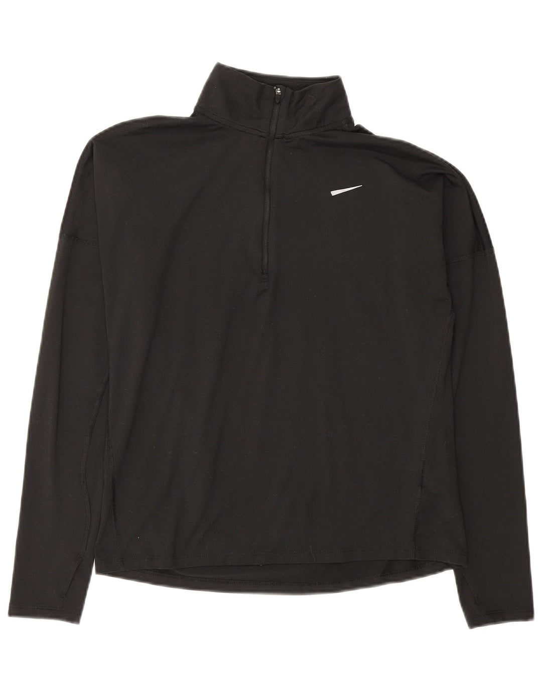 Top della tuta da ginnastica Nike Dri Fit con collo e zip da donna, UK 10, piccola, nera