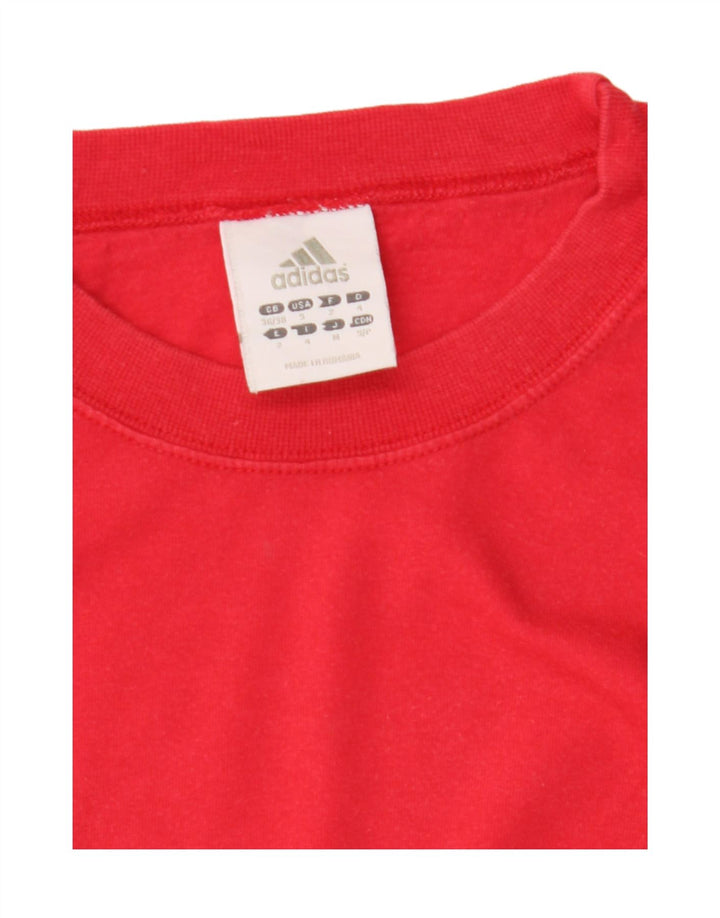 Adidas Uomo Top Manica Lunga UK 36/38 Piccolo Rosso