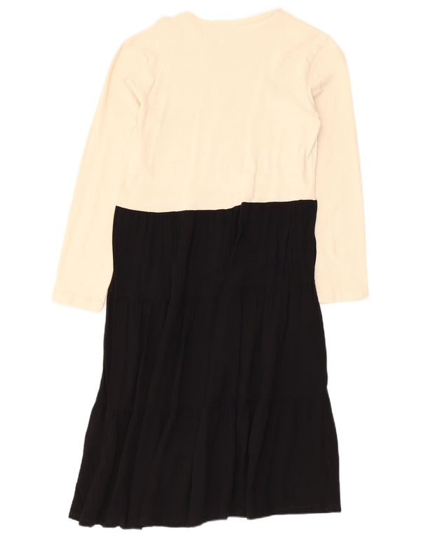 Abito a trapezio a maniche lunghe da donna Zara UK 12 Colorblock bianco medio