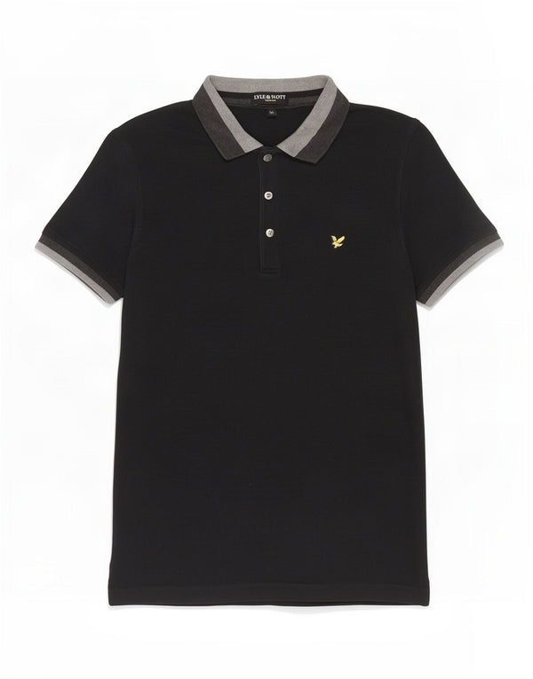 Polo da uomo Lyle & Scott in cotone color block medio nero