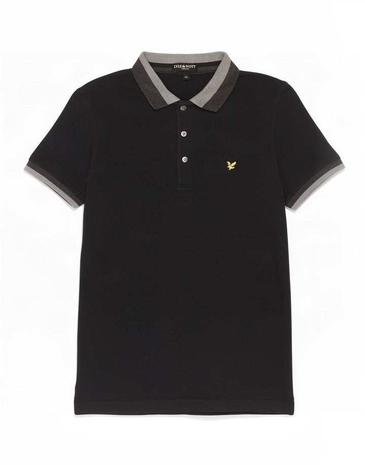 Polo da uomo Lyle & Scott in cotone color block medio nero