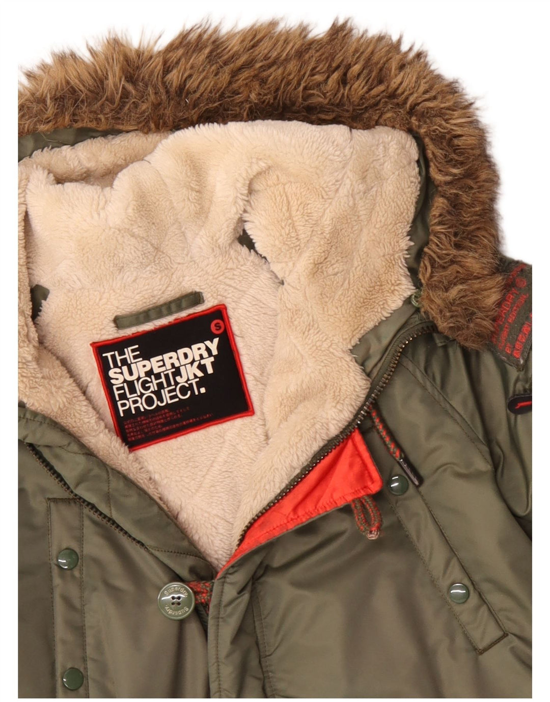 Parka da uomo con cappuccio SUPERDRY UK 36 piccolo nylon verde