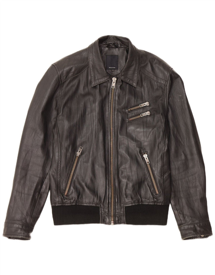 Giacca in pelle da donna selezionata UK 20 2XL Pelle nera