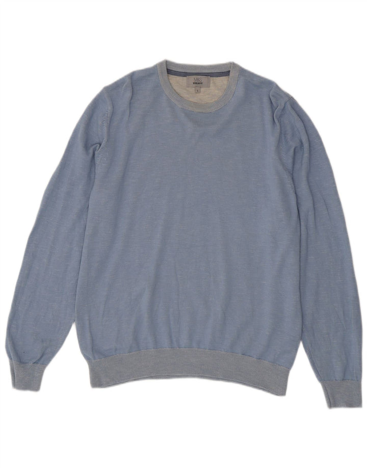 Maglione maglione girocollo da uomo Marks & Spencer grande blu screziato