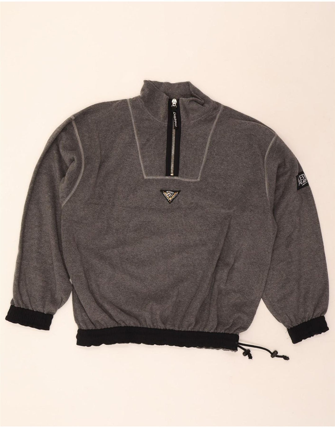 MEETING Mens Zip Neck Fleece Jumper XL Grey Polyester Vintage Meeting and Second-Hand Meeting from Messina Hembry 