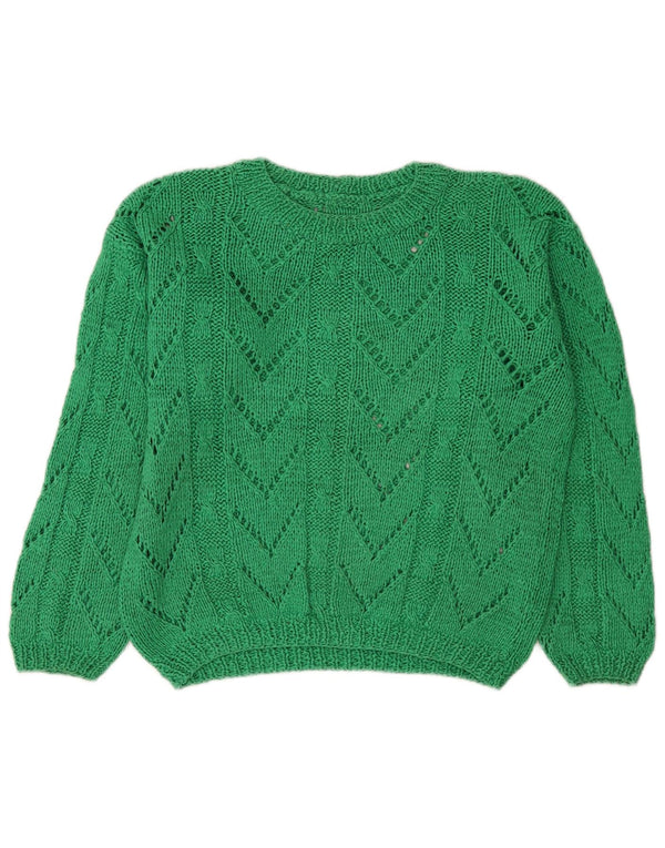 Maglione maglione vintage da donna con scollo a barca UK 14 Verde medio