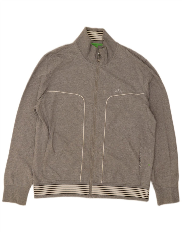 Giacca da ginnastica da uomo Hugo Boss grande in cotone grigio