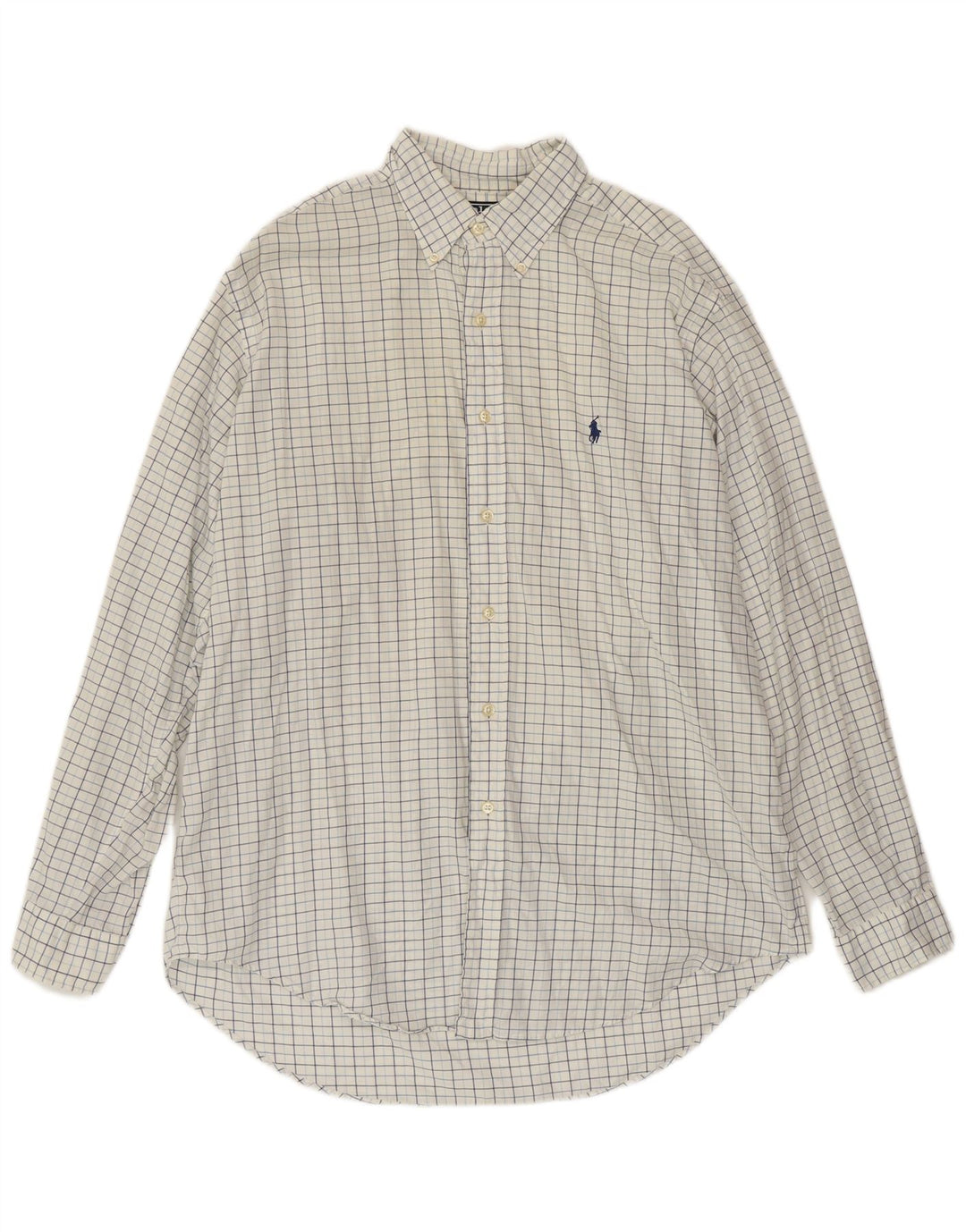POLO RALPH LAUREN Camicia Yarmouth da uomo taglia 16 grande cotone a quadri bianchi