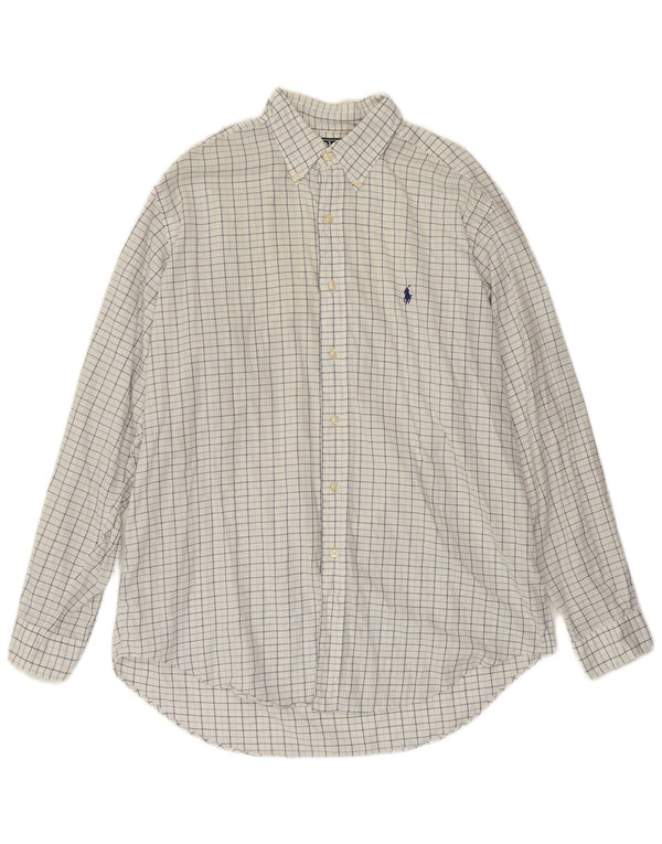 POLO RALPH LAUREN Camicia Yarmouth da uomo taglia 16 grande cotone a quadri bianchi