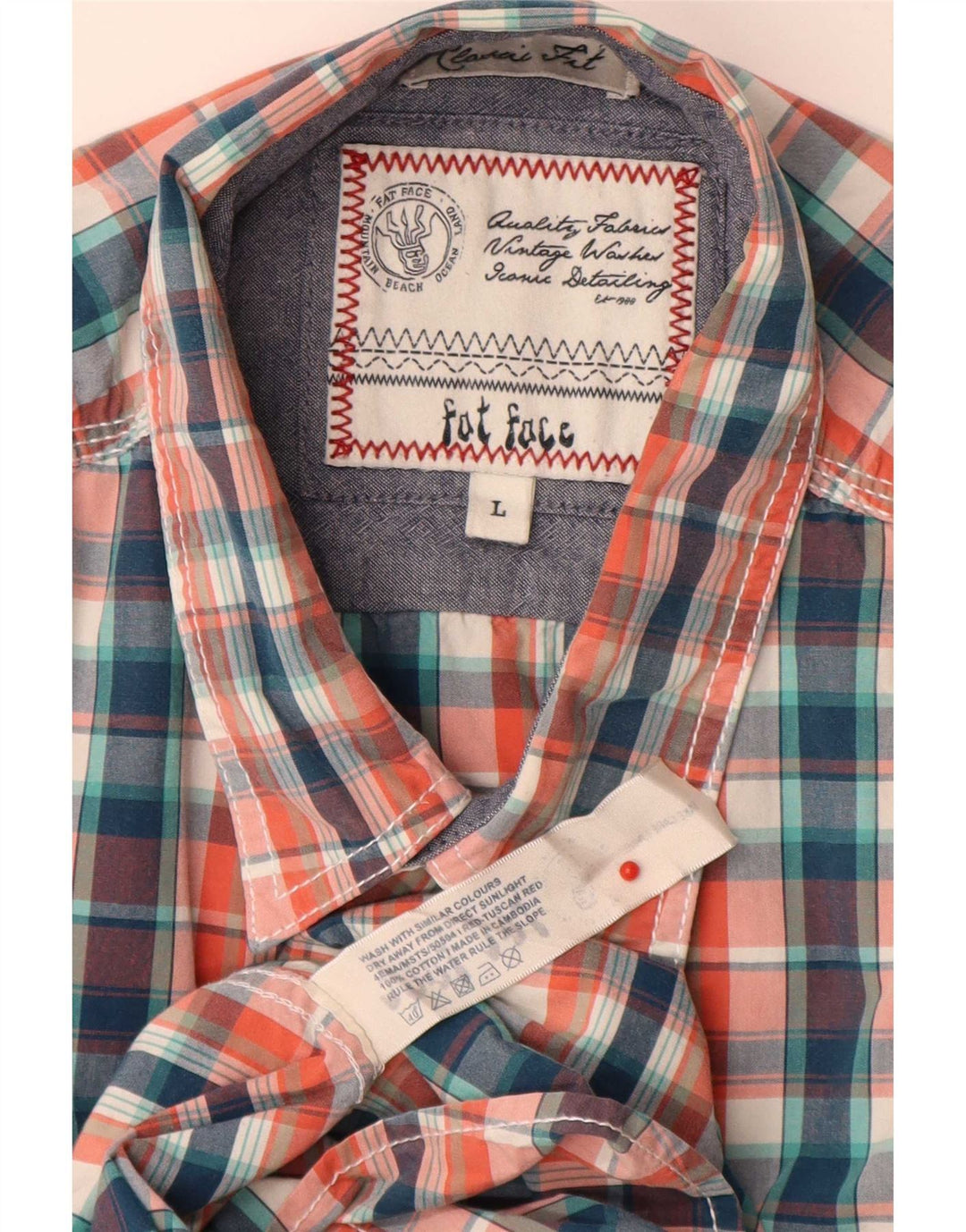 Camicia a maniche corte da uomo Fat Face Grande cotone a quadri multicolore