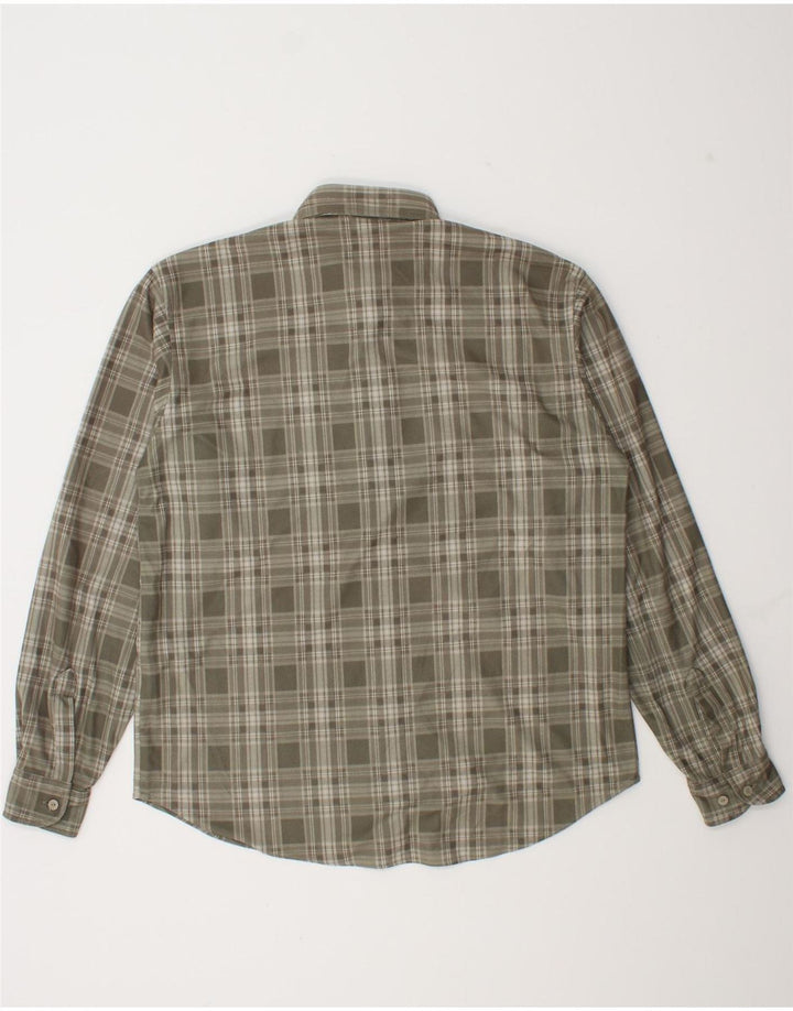 Camicia in pile da uomo Mountain Experience, poliestere a quadri kaki medio