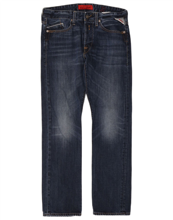 Jeans dritti da uomo Replay W32 L32 in cotone blu navy