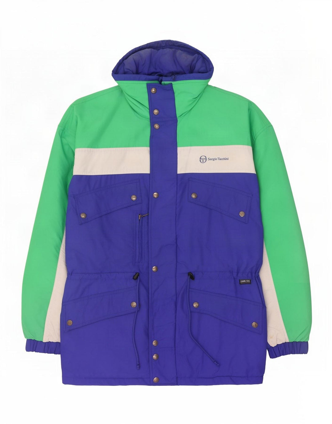 Giacca da sci con cappuccio da uomo Sergio Tacchini IT 54 2XL Blu Colourblock Poliammide
