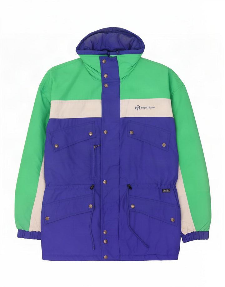 Giacca da sci con cappuccio da uomo Sergio Tacchini IT 54 2XL Blu Colourblock Poliammide