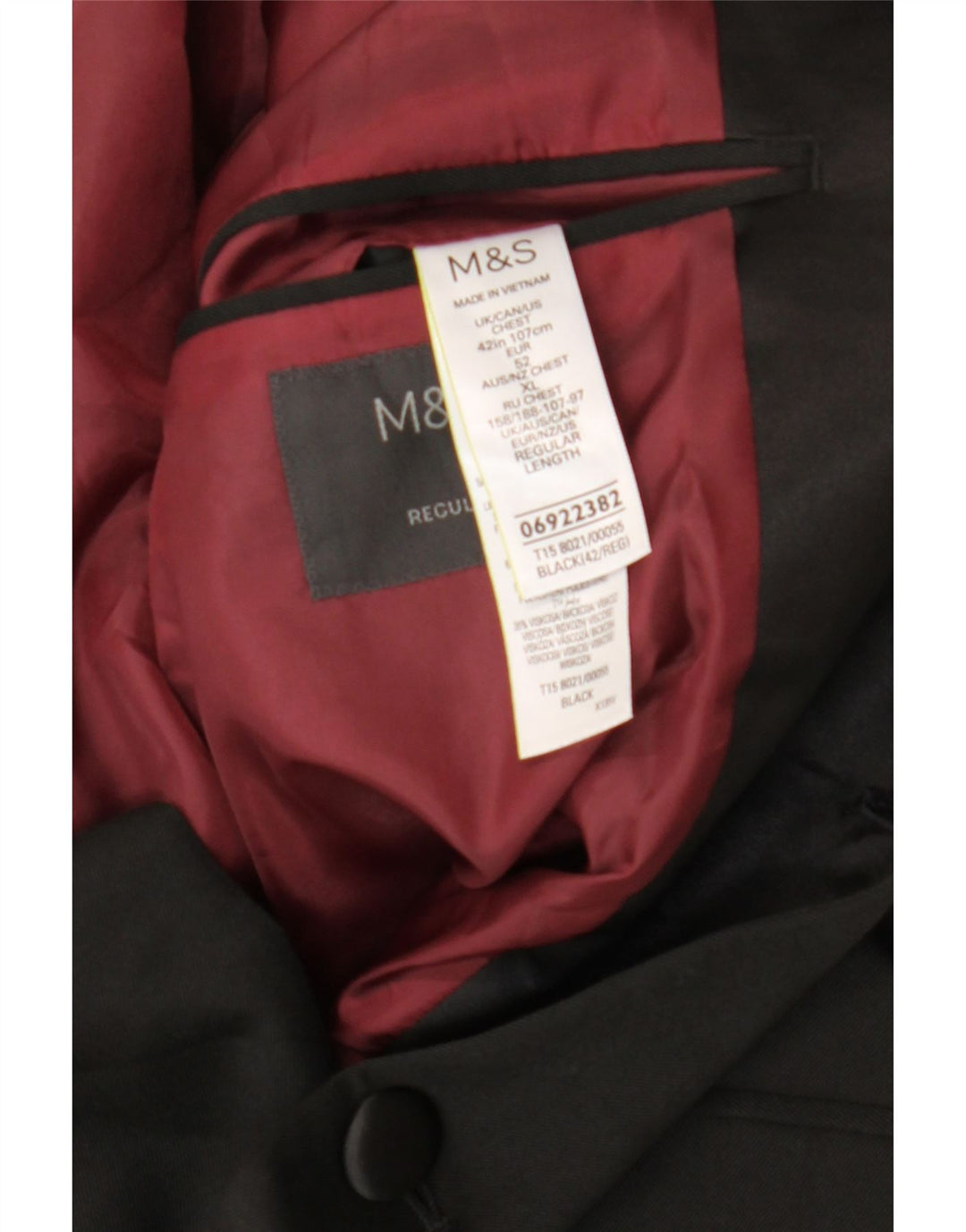 Giacca blazer a 2 bottoni Marks & Spencer da uomo UK 42 XL poliestere nero