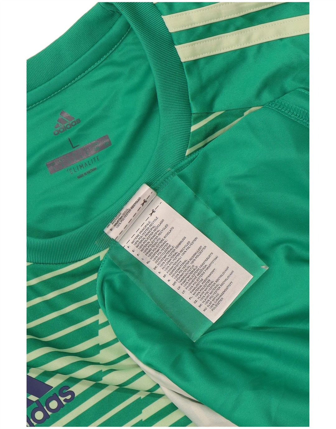 T-shirt ADIDAS da uomo Climalite Top in poliestere a righe verdi grandi