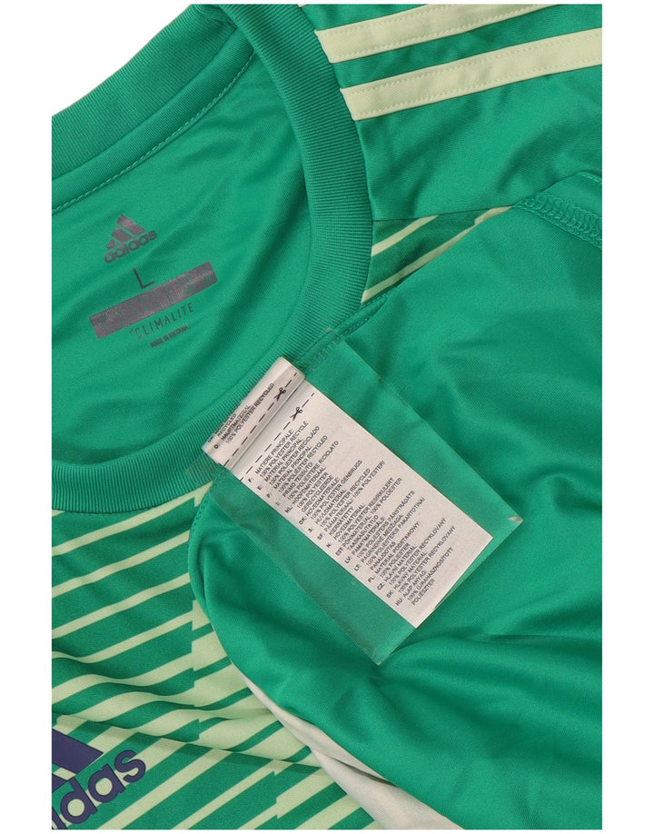 T-shirt ADIDAS da uomo Climalite Top in poliestere a righe verdi grandi