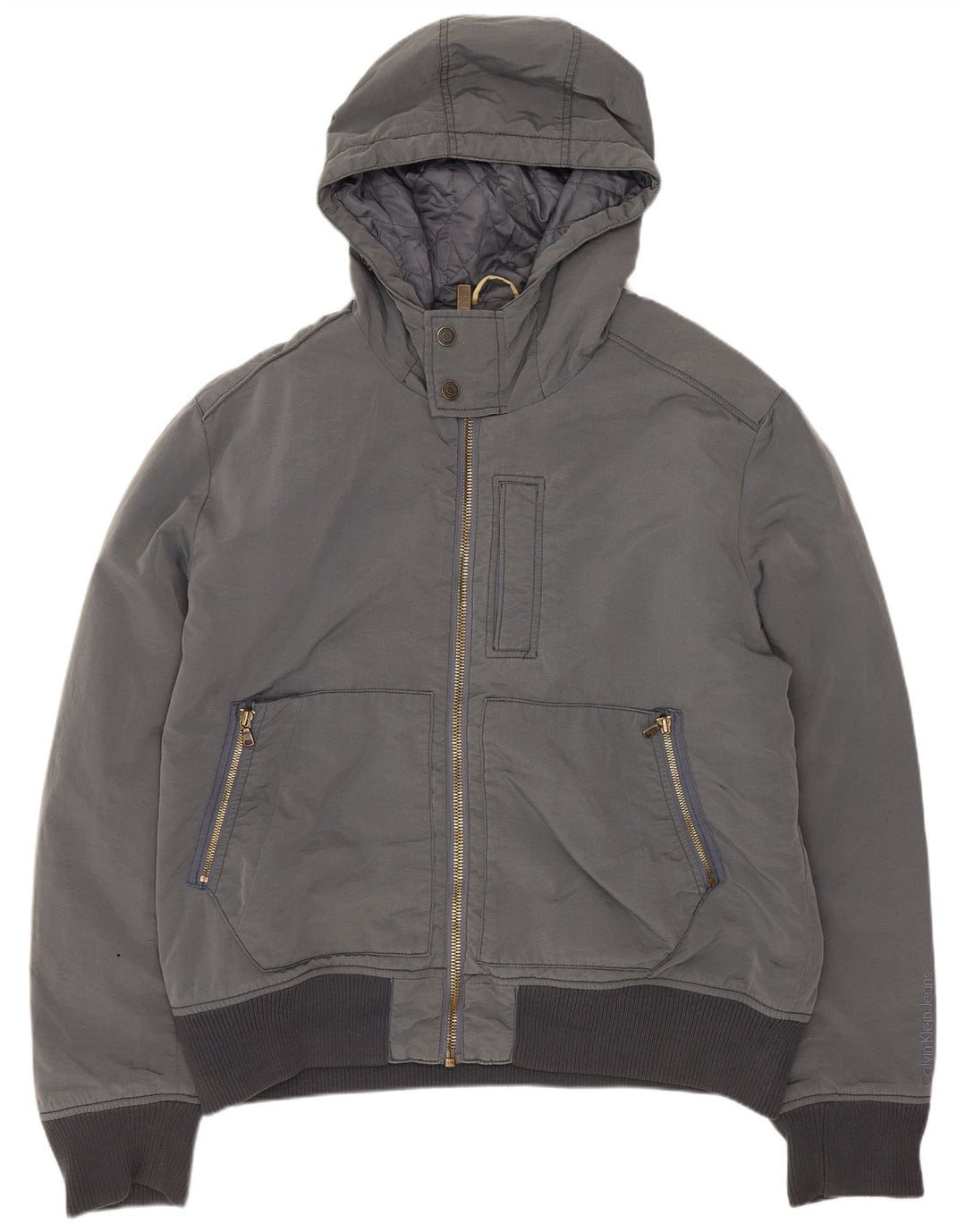 Giubbotto bomber con cappuccio da uomo Calvin Klein Jeans UK 44 2XL poliestere grigio