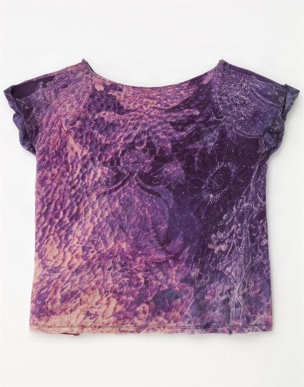 Diesel T-shirt grafica oversize da donna Top UK 10 Small Purple Floral