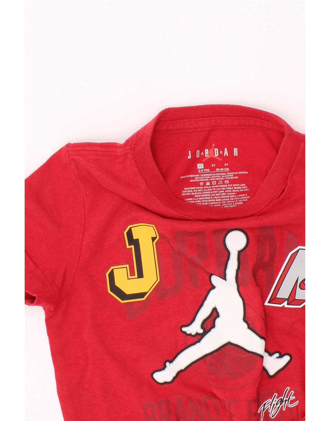T-shirt grafica da ragazzo Jordan Top 2-3 anni in cotone rosso