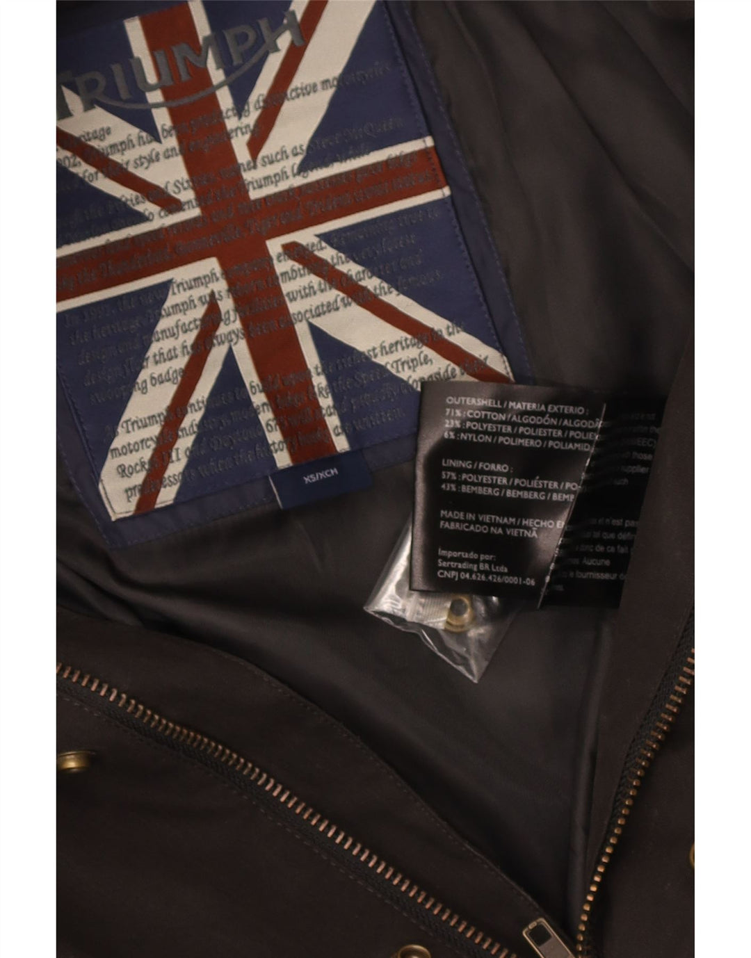 Giubbotto bomber da uomo Triumph UK 34 XS cotone marrone
