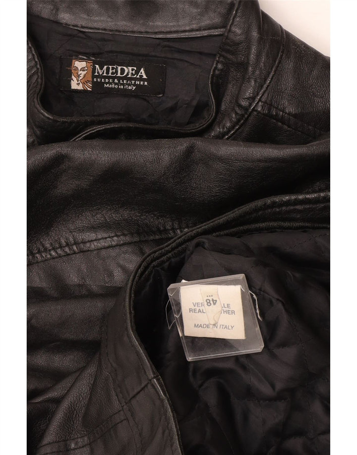 Giacca in pelle vintage da uomo IT 48 in pelle nera media