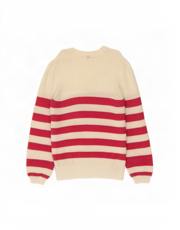 Crew Clothing Womens Boat Neck Jumper Sweater UK 14 Medium White Striped