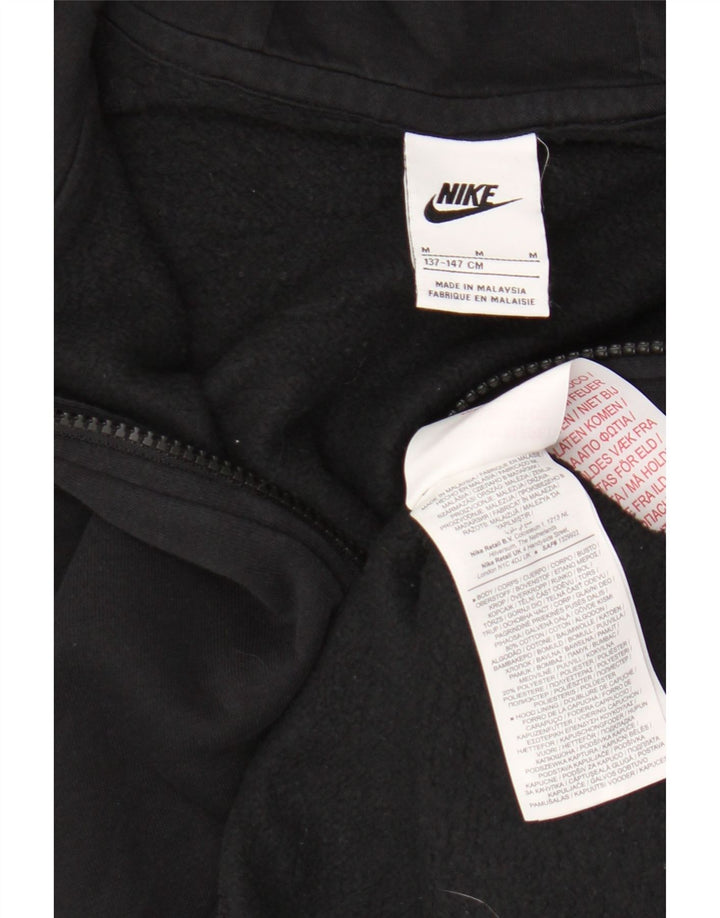 Felpa con cappuccio e zip Nike per ragazzi, 10-11 anni, cotone nero medio