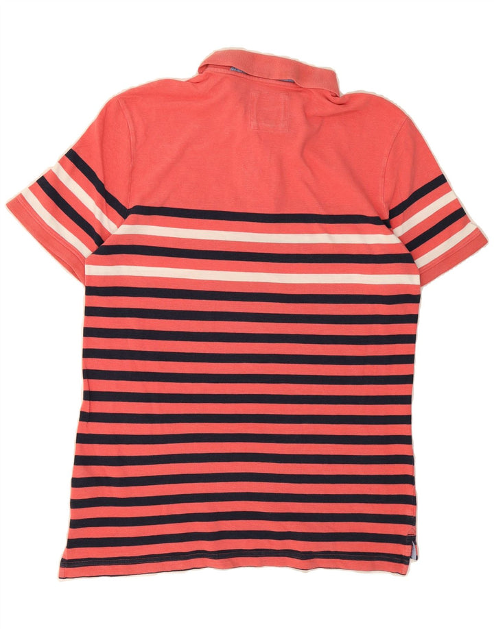 J. CREW Mens Polo Shirt Large Pink Striped Cotton Vintage J. Crew and Second-Hand J. Crew from Messina Hembry 