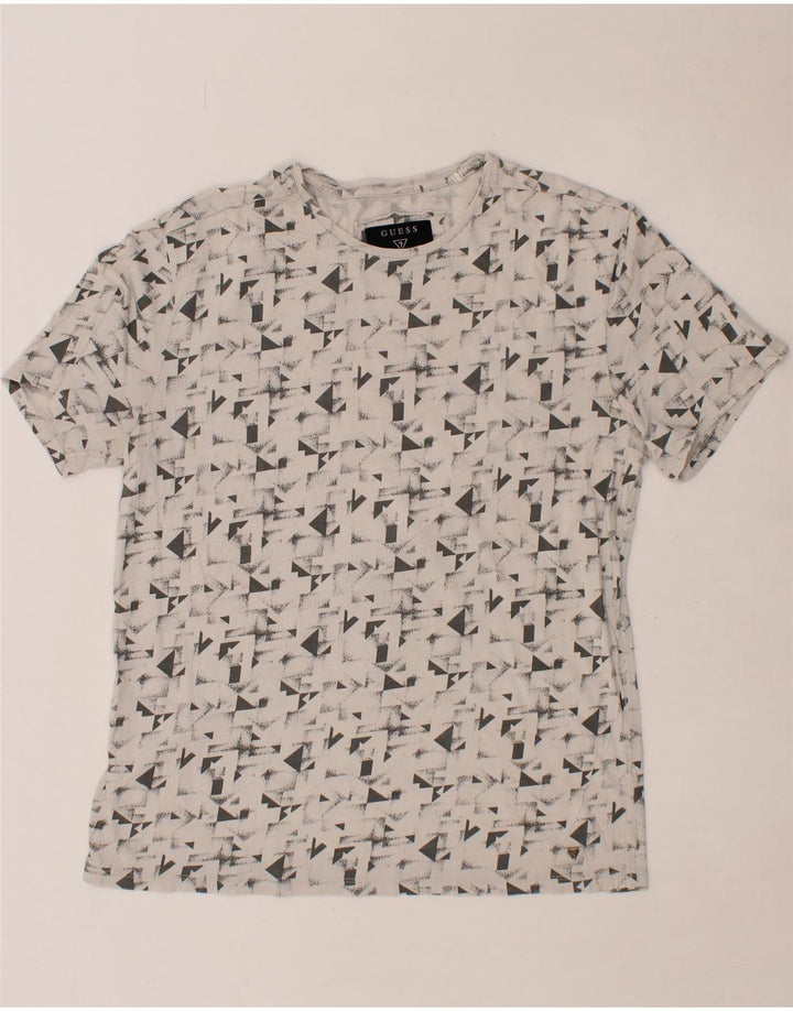 GUESS Mens T-Shirt Top Medium Grey Geometric Vintage Guess and Second-Hand Guess from Messina Hembry 