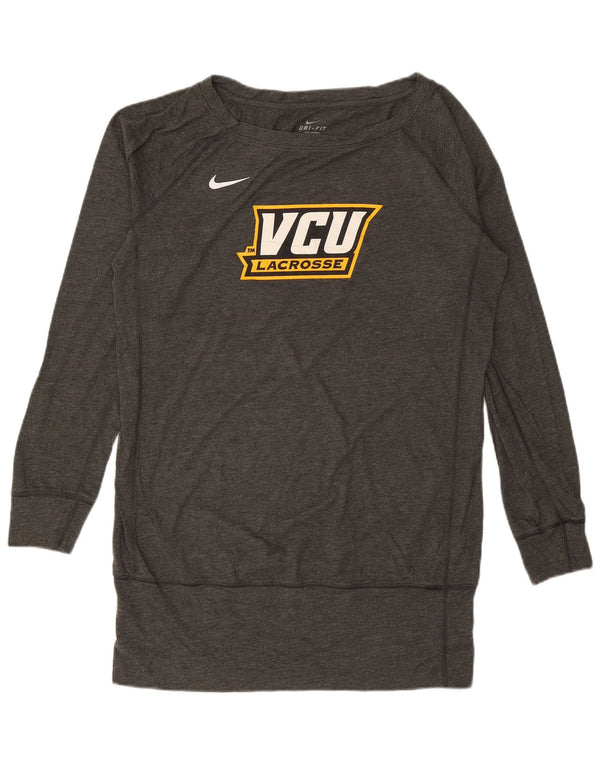 NIKE Donna VCU Rams Graphic Top manica lunga UK 16 Large Grigio Poliestere