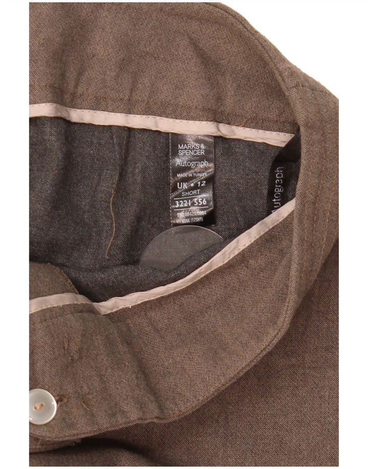Pantaloni da abito dritti da donna Marks & Spencer UK 12 Medium W32 L28 Marrone