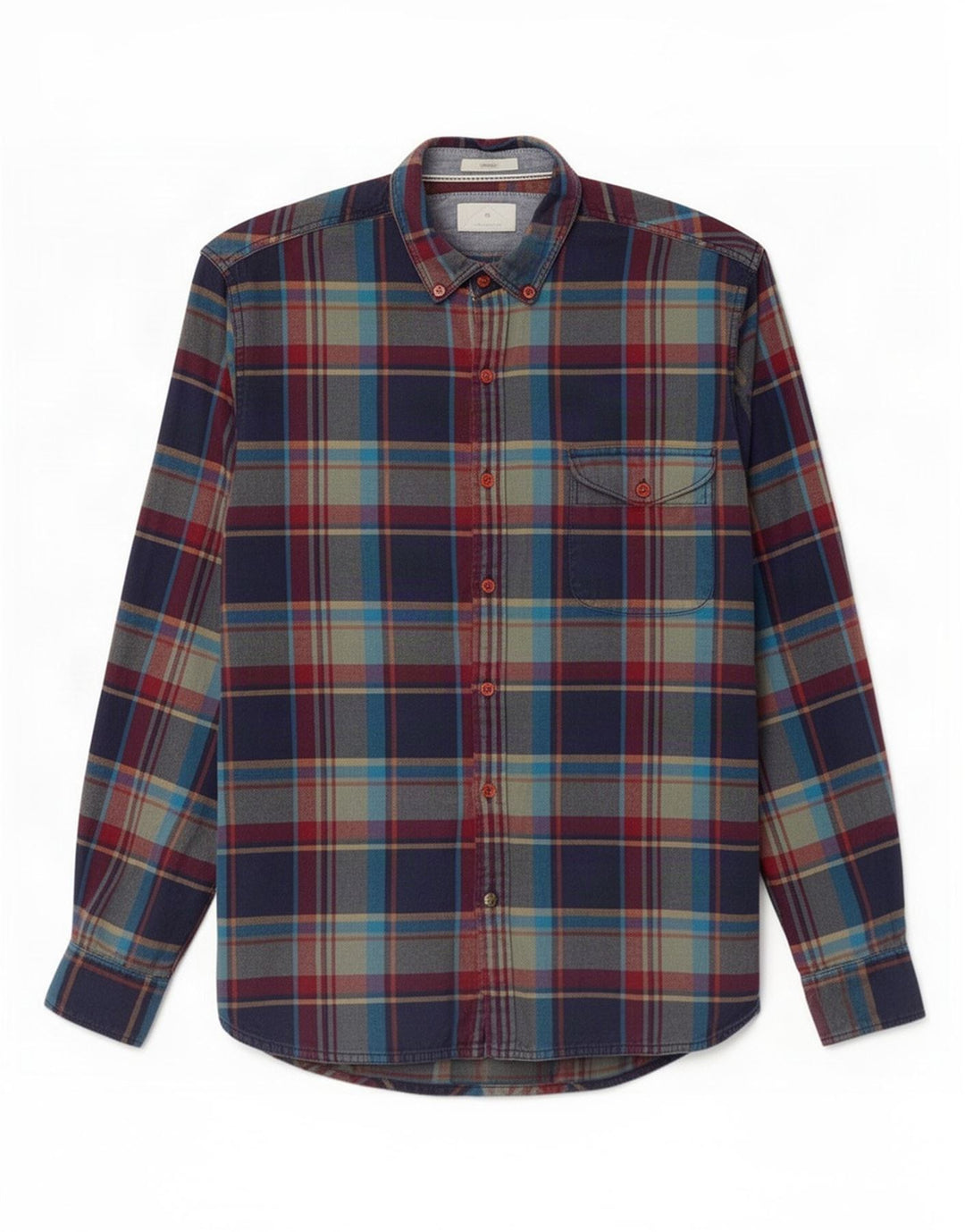 Camicia da uomo in flanella di White Stuff in cotone scozzese medio blu navy