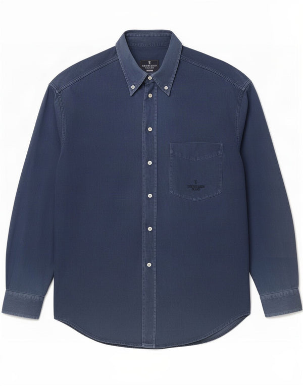Camicia Uomo Trussardi Jeans Blu Navy Medio Cotone