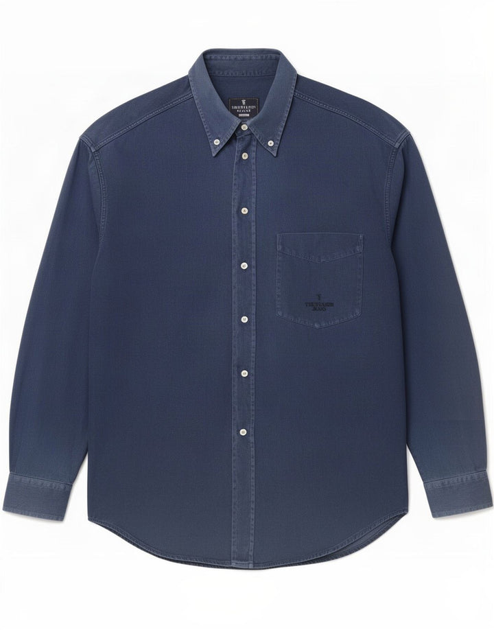 Camicia Uomo Trussardi Jeans Blu Navy Medio Cotone
