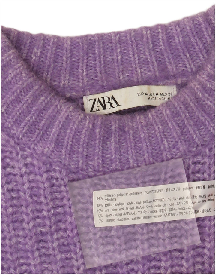 Maglione maglione girocollo da donna Zara UK 14 Poliestere viola medio