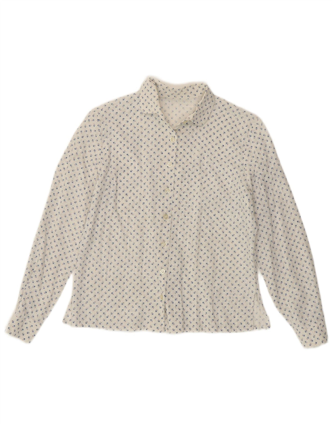 Camicia da donna vintage UK 14 floreale bianco medio