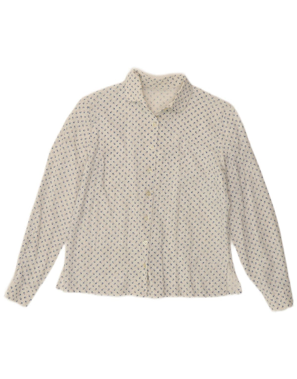 Camicia da donna vintage UK 14 floreale bianco medio