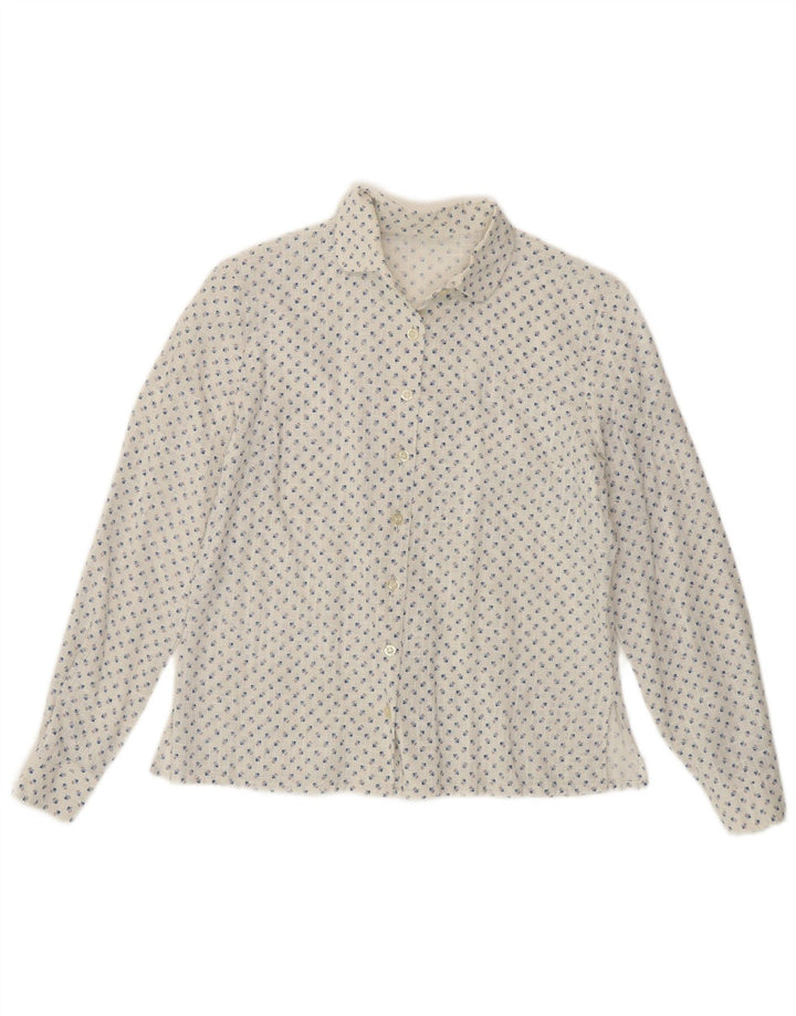 Camicia da donna vintage UK 14 floreale bianco medio